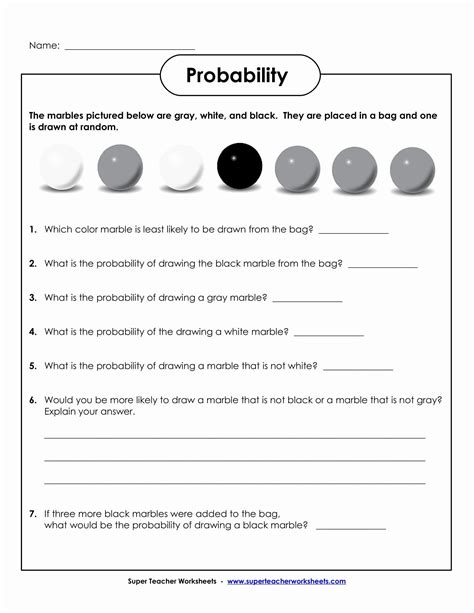 simple probability worksheet pdf with answers